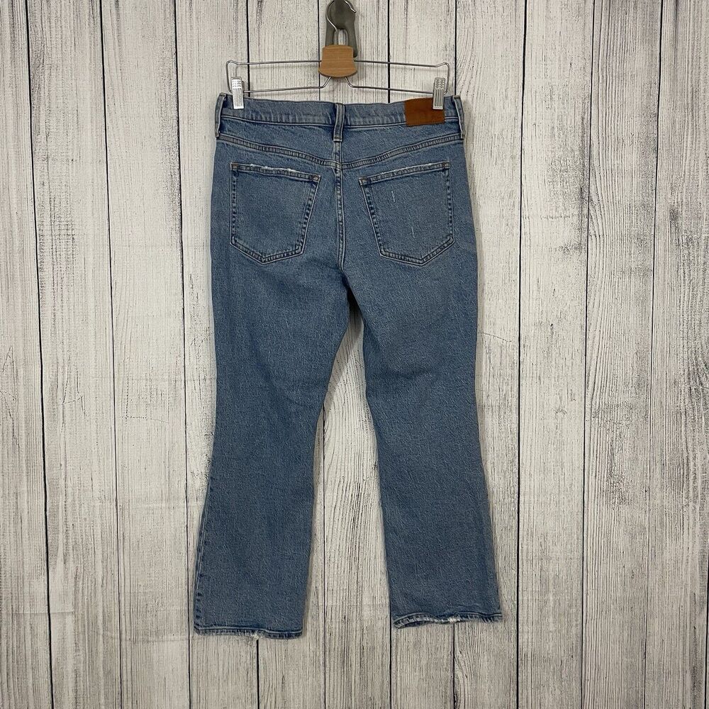 J. Crew Women's Size 29 Blue 9" Demi Boot Crop Light Wash Distressed Denim Jeans - Picture 8 of 8
